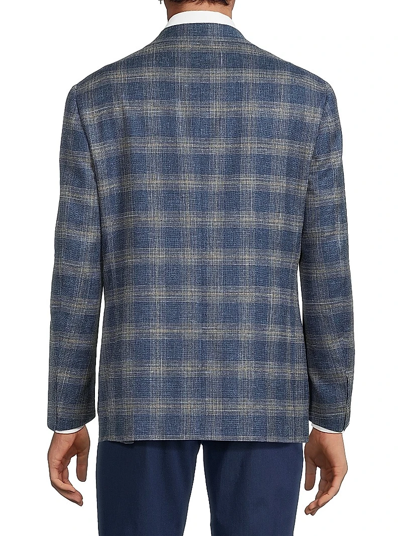Kei Plaid Wool-Blend Two-Button Sport Coat