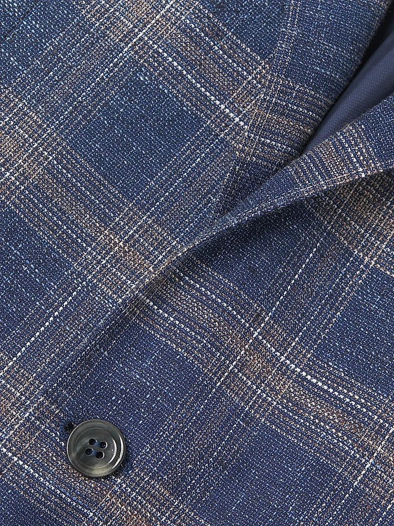 Kei Plaid Wool-Blend Two-Button Sport Coat