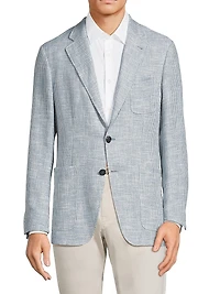 Kei Houndstooth Cotton & Linen-Blend Two-Button Sport Coat