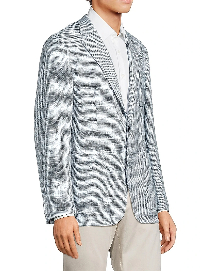 Kei Houndstooth Cotton & Linen-Blend Two-Button Sport Coat