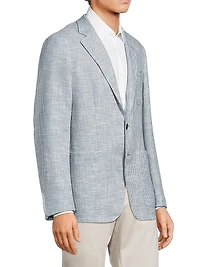 Kei Houndstooth Cotton & Linen-Blend Two-Button Sport Coat