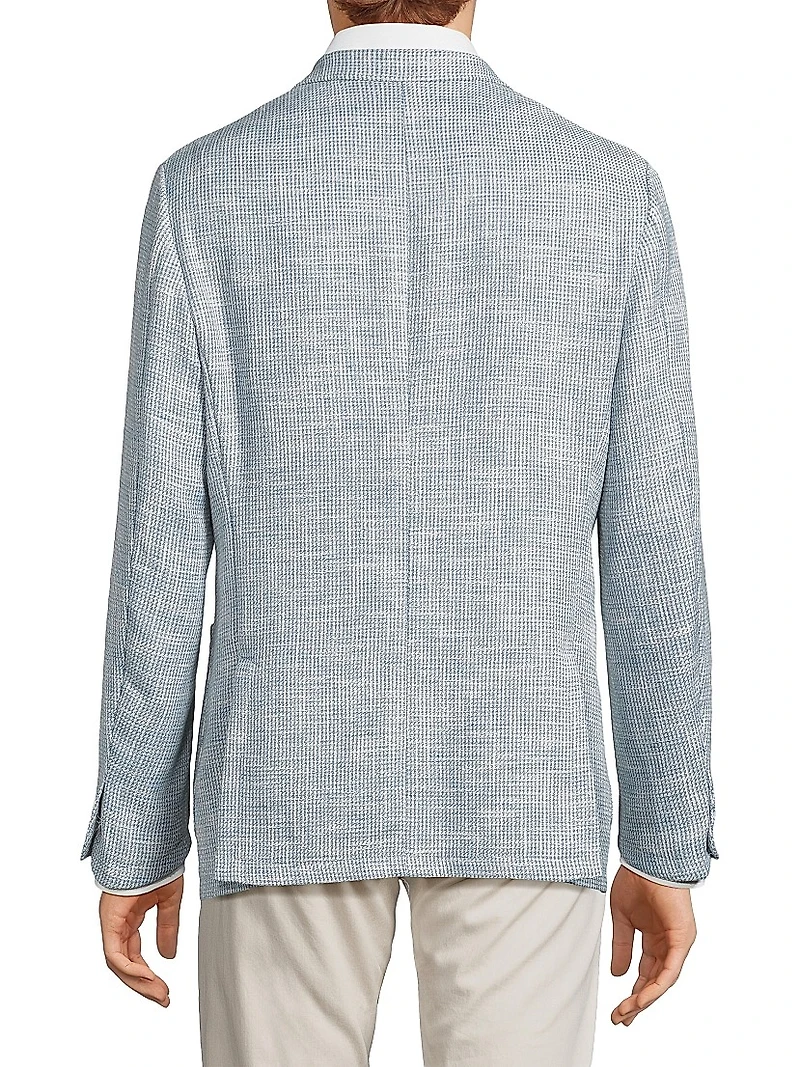 Kei Houndstooth Cotton & Linen-Blend Two-Button Sport Coat
