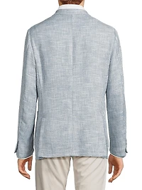 Kei Houndstooth Cotton & Linen-Blend Two-Button Sport Coat