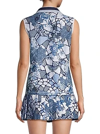 Moonlight Glass Floral Sleeveless Polo Shirt