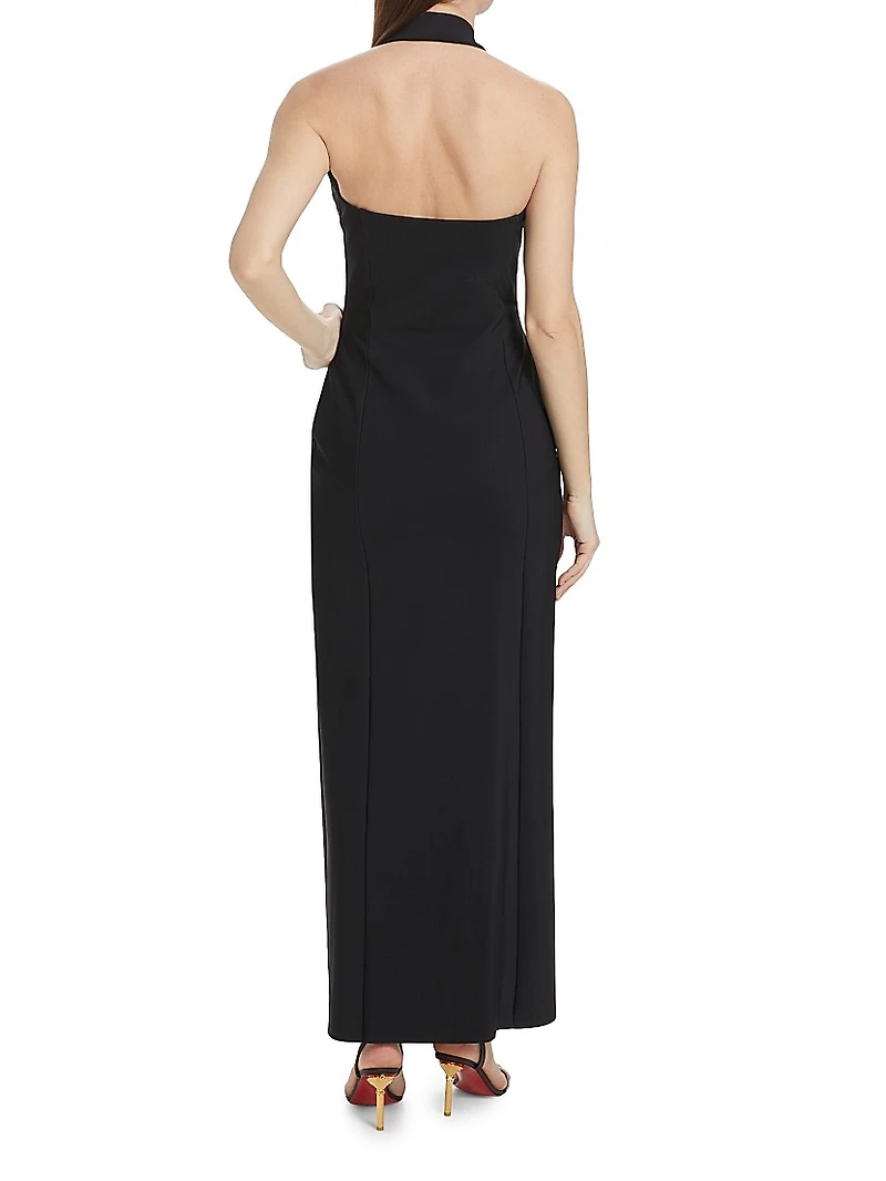 Bambi Sje Tie Halter Gown