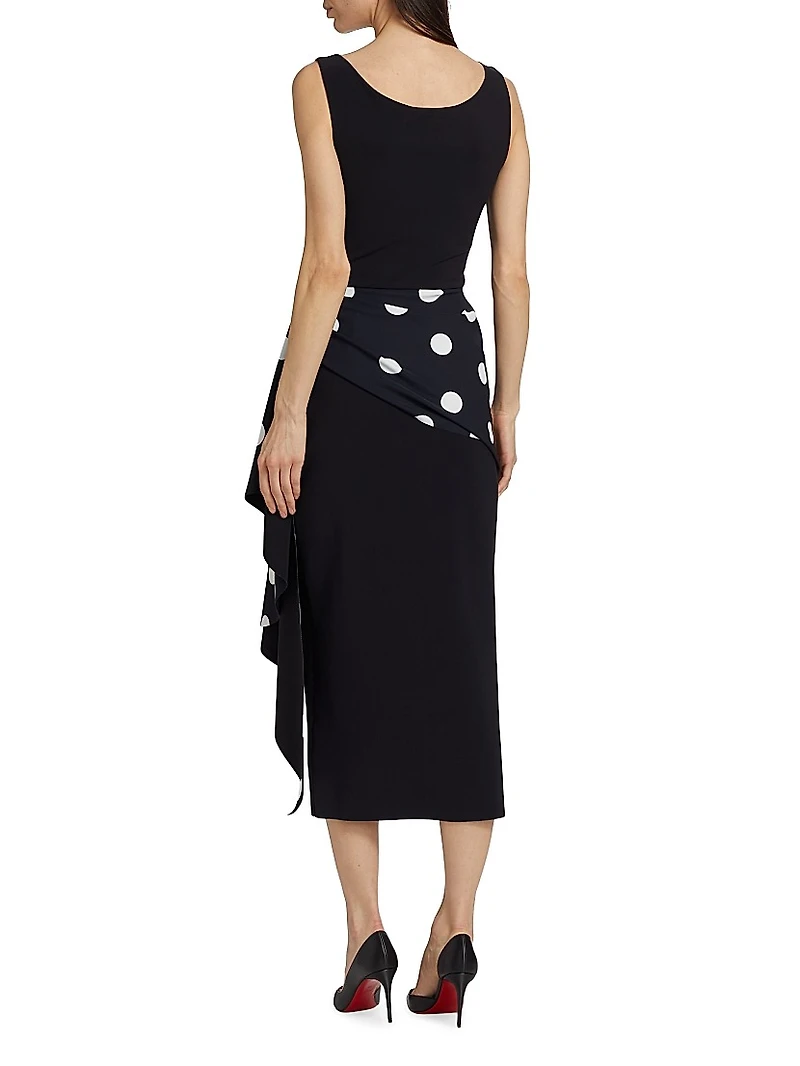 Airose Polka Dot Sash Midi-Dress