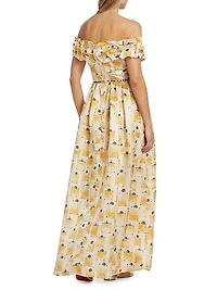 Espliego Bisuteria Floral Frill Off-the-Shoulder Maxi Dress