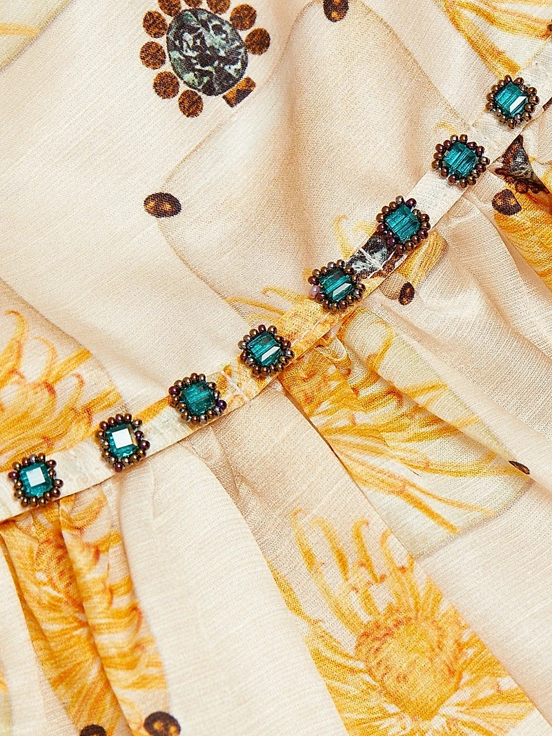 Espliego Bisuteria Floral Frill Off-the-Shoulder Maxi Dress