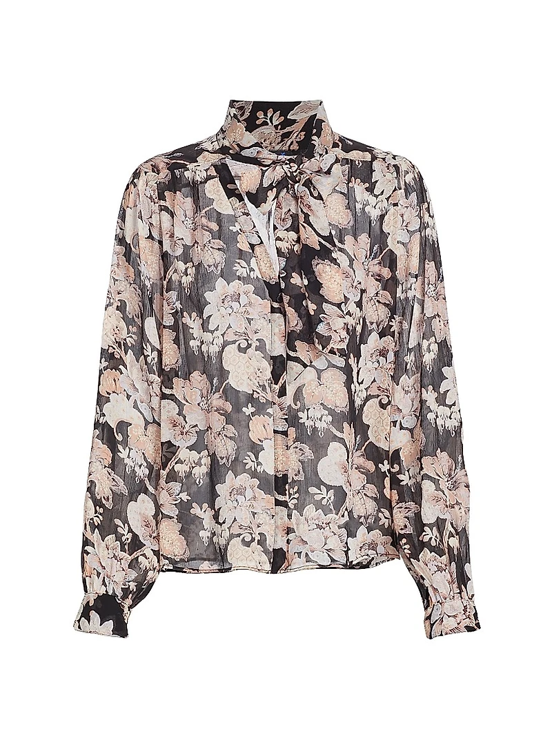 Kirstie Floral Silk Tieneck Blouse