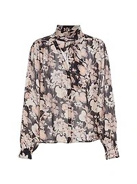 Kirstie Floral Silk Tieneck Blouse