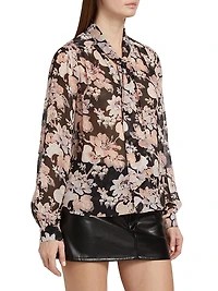 Kirstie Floral Silk Tieneck Blouse