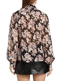 Kirstie Floral Silk Tieneck Blouse