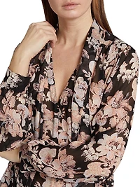 Kirstie Floral Silk Tieneck Blouse