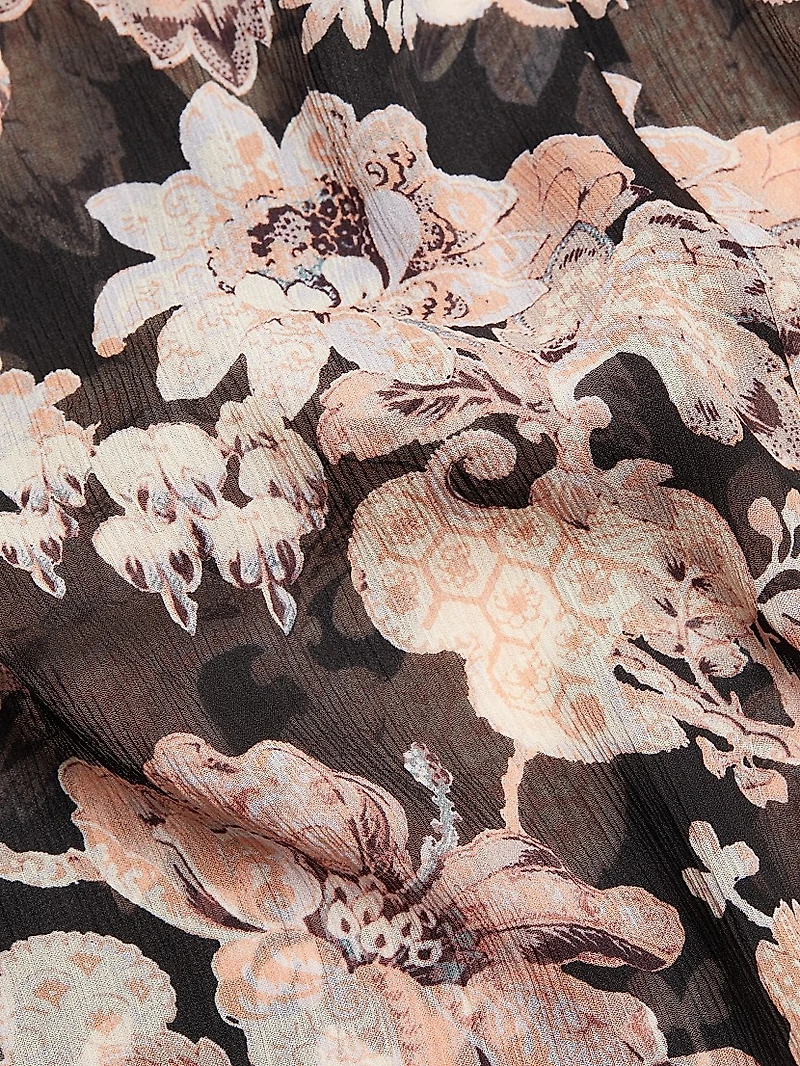 Kirstie Floral Silk Tieneck Blouse