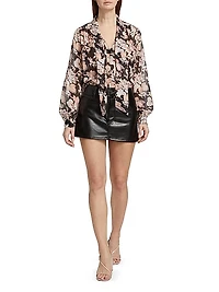 Kirstie Floral Silk Tieneck Blouse