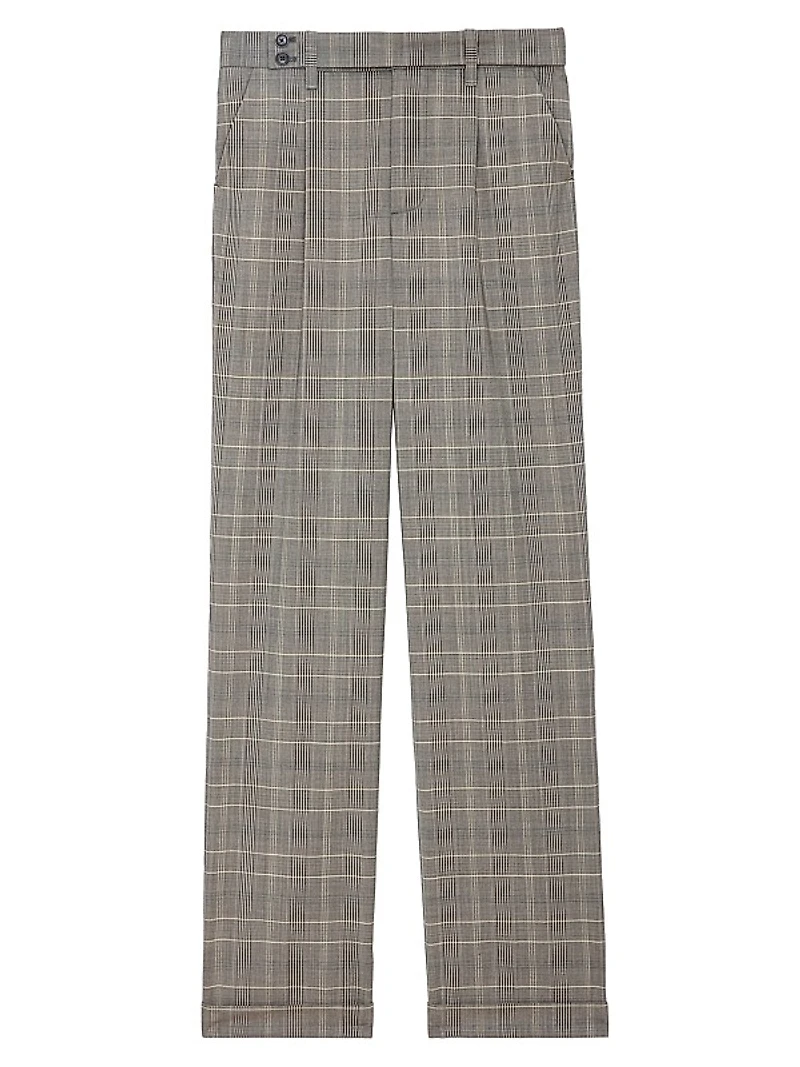 Pura Plaid Wool Wide-Leg Pants