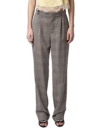 Pura Plaid Wool Wide-Leg Pants