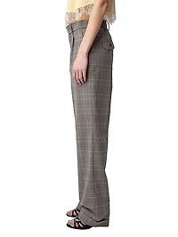 Pura Plaid Wool Wide-Leg Pants