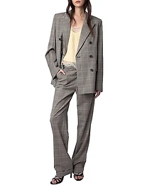 Pura Plaid Wool Wide-Leg Pants