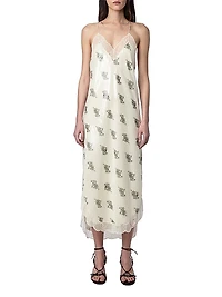 Ristyl Printed Sequined Midi-Slipdress