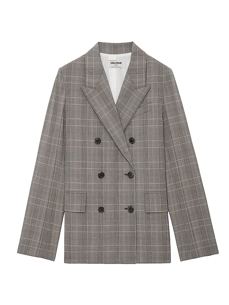 Vaena Prince Of Wales Check Double-Breasted Blazer