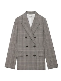 Vaena Prince Of Wales Check Double-Breasted Blazer