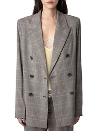 Vaena Prince Of Wales Check Double-Breasted Blazer