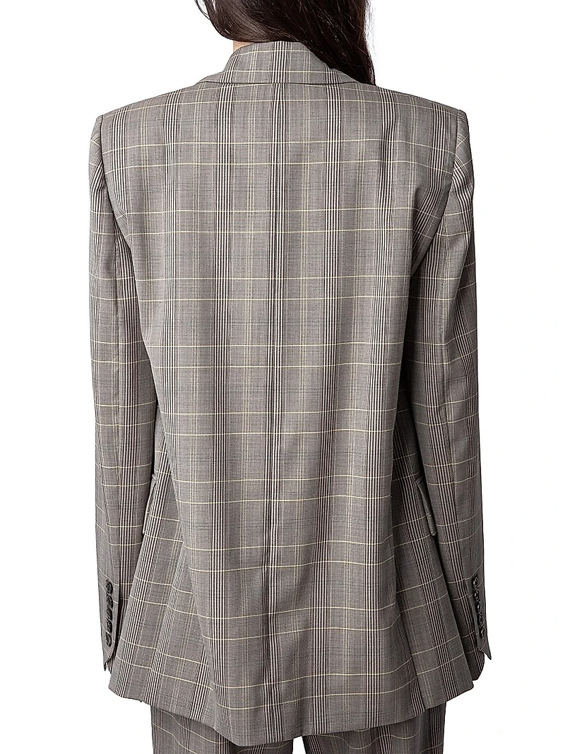 Vaena Prince Of Wales Check Double-Breasted Blazer