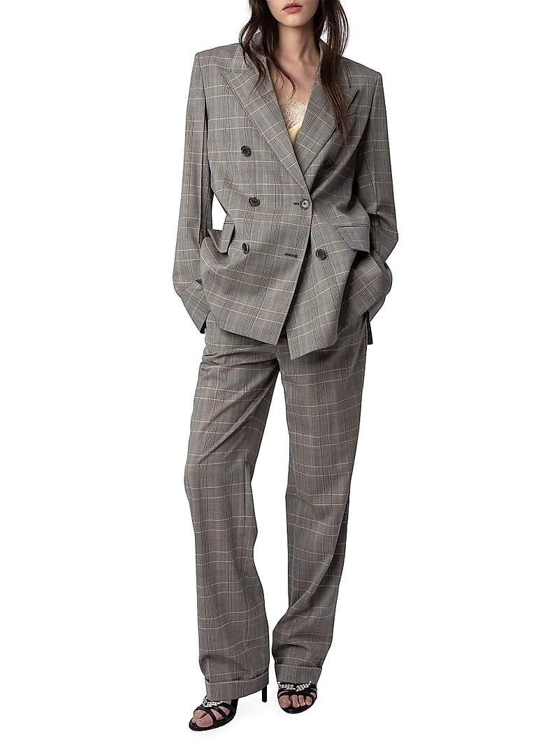 Vaena Prince Of Wales Check Double-Breasted Blazer