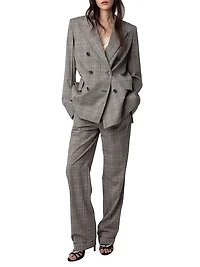 Vaena Prince Of Wales Check Double-Breasted Blazer