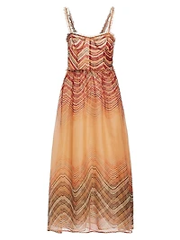 Gisele Striped Silk A-Line Midi-Dress