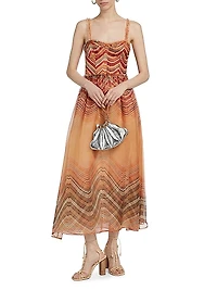 Gisele Striped Silk A-Line Midi-Dress