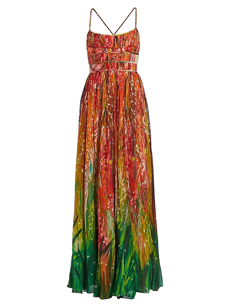 Rosie Printed Silk Georgette A-Line Maxi Dress
