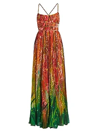 Rosie Printed Silk Georgette A-Line Maxi Dress