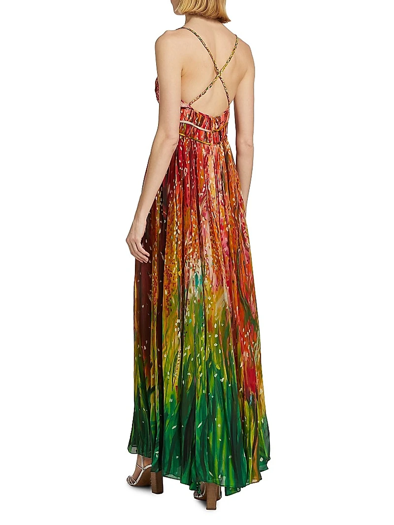 Rosie Printed Silk Georgette A-Line Maxi Dress