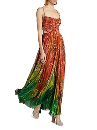 Rosie Printed Silk Georgette A-Line Maxi Dress