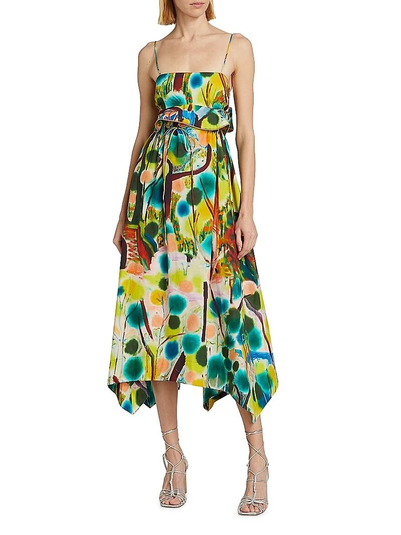 Leighton Printed Cotton Midi-Dress