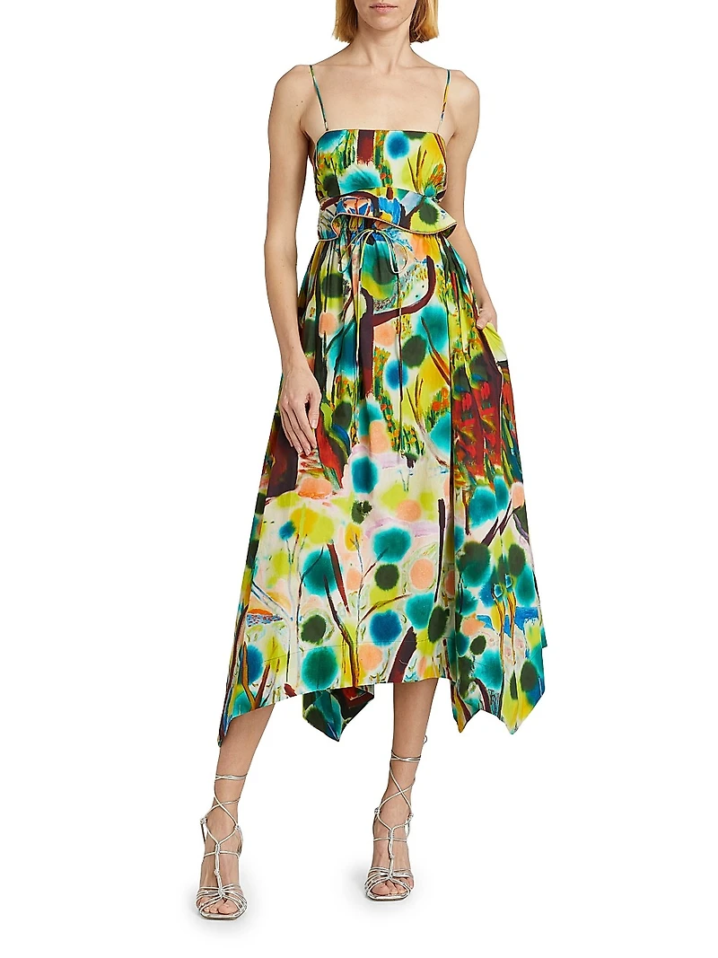 Leighton Printed Cotton Midi-Dress