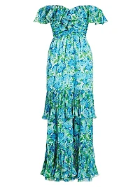 Pia Floral Pleated Maxi-Dress
