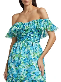 Pia Floral Pleated Maxi-Dress