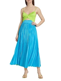 Silas Pleated Colorblocked Midi-Dress
