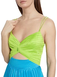 Silas Pleated Colorblocked Midi-Dress