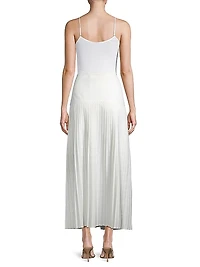 Drop-Waist Pleated Midi-Skirt