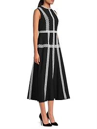Eyelet-Embroidered Modern-Fit Fit & Flare Maxi Dress