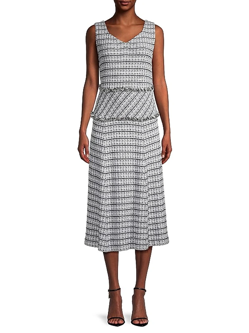 Tweed Drop-Waist Midi-Dress