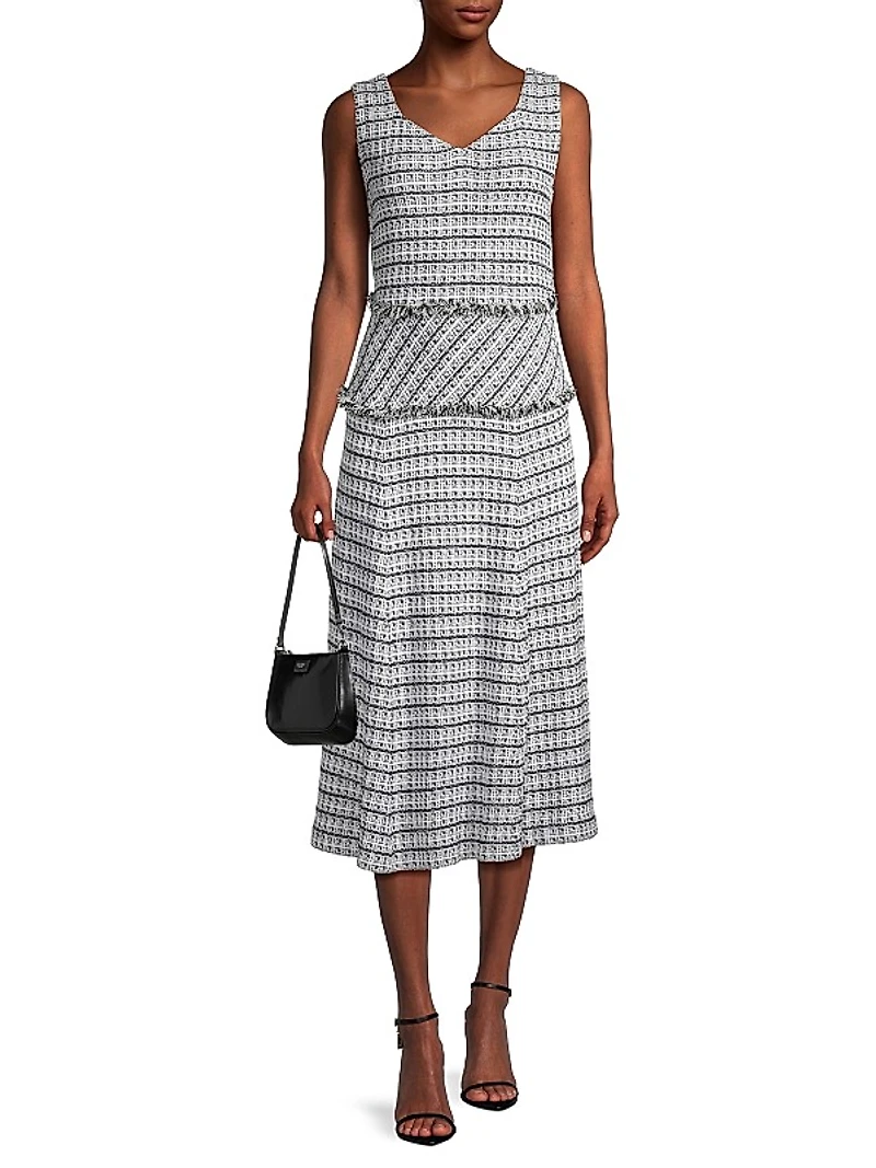 Tweed Drop-Waist Midi-Dress