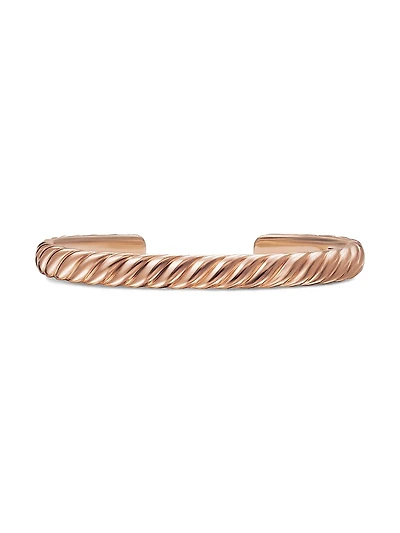Sculpted Cable Cuff Bracelet 18K Rose Gold, 7MM