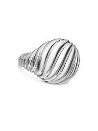 Sculpted Cable Pinky Ring Sterling Silver, 13MM
