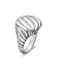 Sculpted Cable Pinky Ring Sterling Silver, 13MM