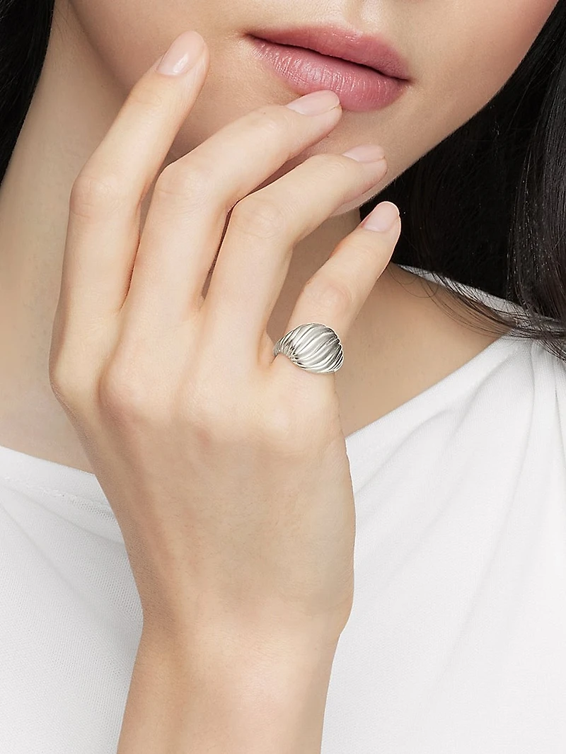 Sculpted Cable Pinky Ring Sterling Silver, 13MM